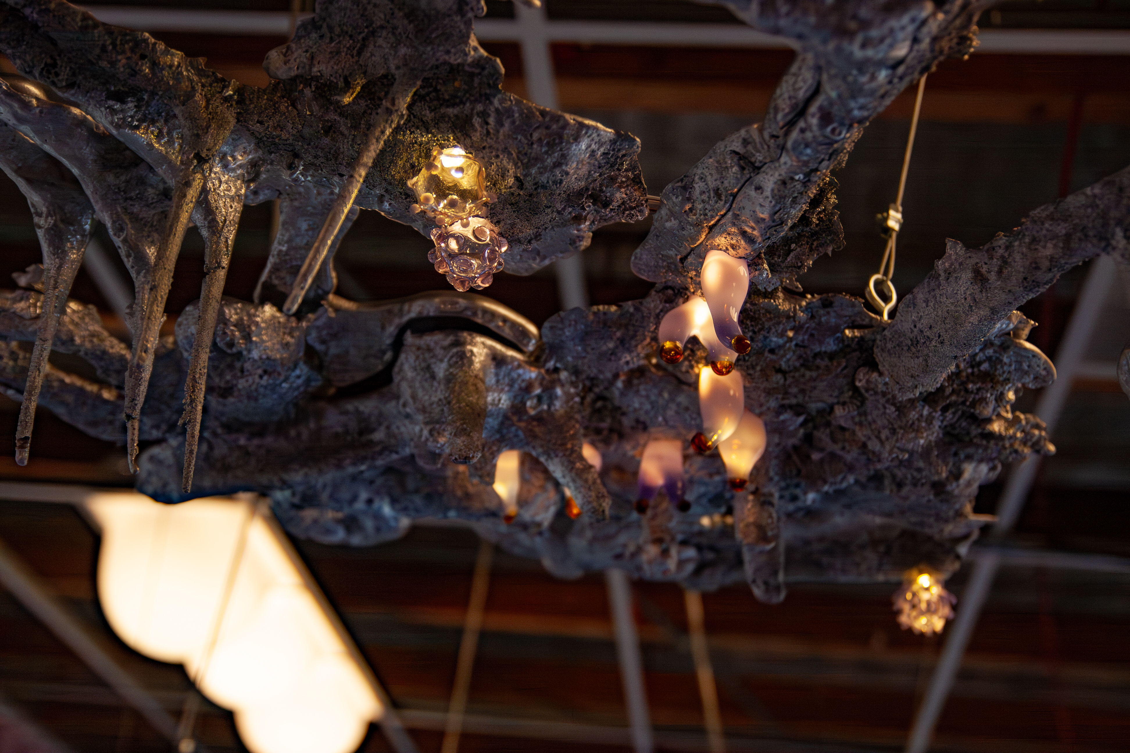 Cast aluminium chandelier overhead